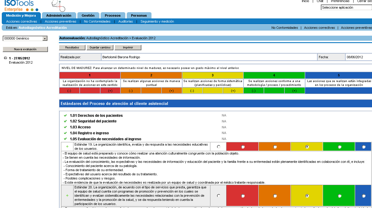 Autoevalución Con ISOtools de la Calidad de la Atención del Pacientey usuarios